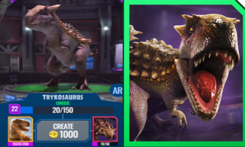 Jurassic World Alive: Trykosaurus Dinosaurs