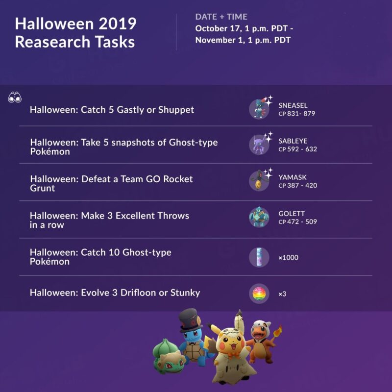 Pokémon Go' Research Task Update: Halloween Event Brings New